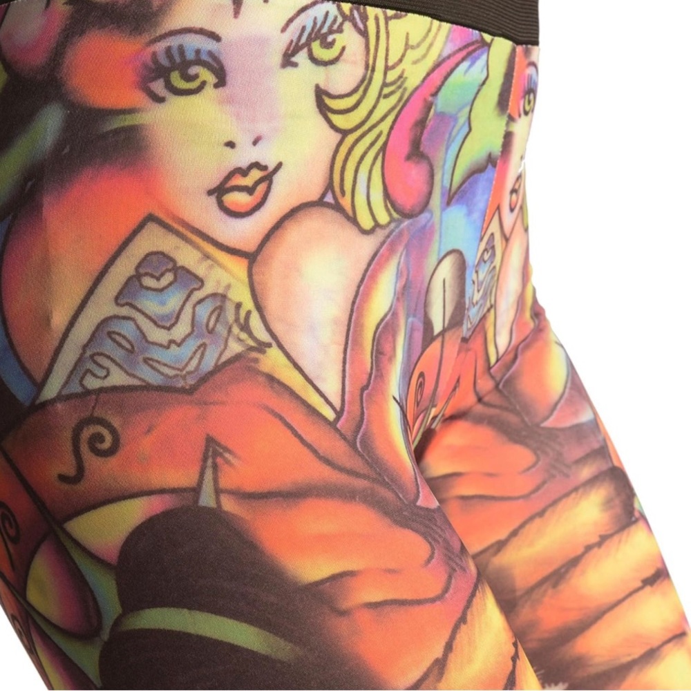 New, A Girl with Flowers Tattoo - Leggings Multicoloured One Size - Picture 3 of 5